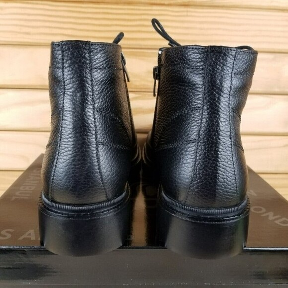 Men's 9M 100% Genuine Leather Black Ankle Boots by Paul Branco Side Zip Lace-up - Picture 7 of 11